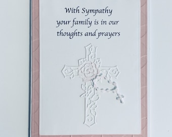 Sympathy Card,Condolence Card,Thinking of You,With Sympathy Card,Handmade Sympathy Card,Grievance Cards,Cross W/ Rosary,Sympathy