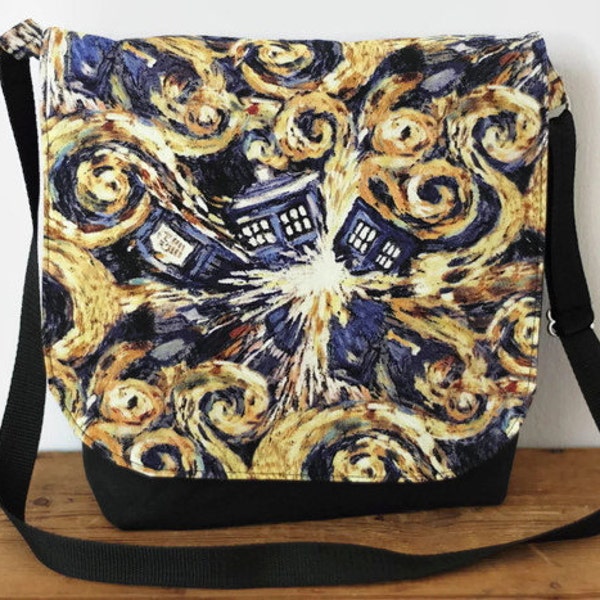 TARDIS Doctor Who Messenger Bag/ Exploding TARDIS Small Bookbag Tote