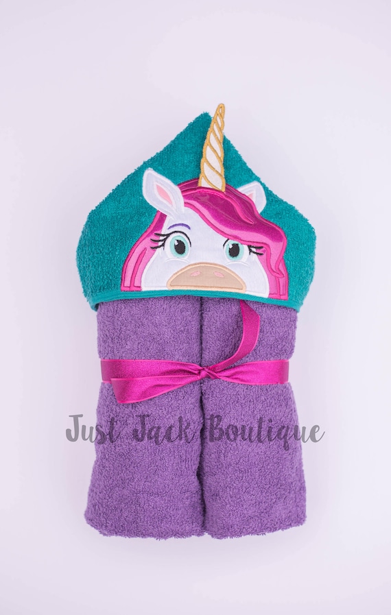 unicorn hooded bath towel