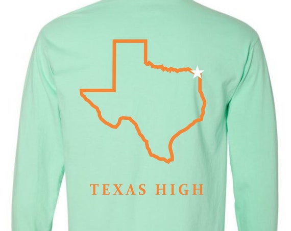Texas High {State of Texas} Comfort Colors Long Sleeve Pocket Tee