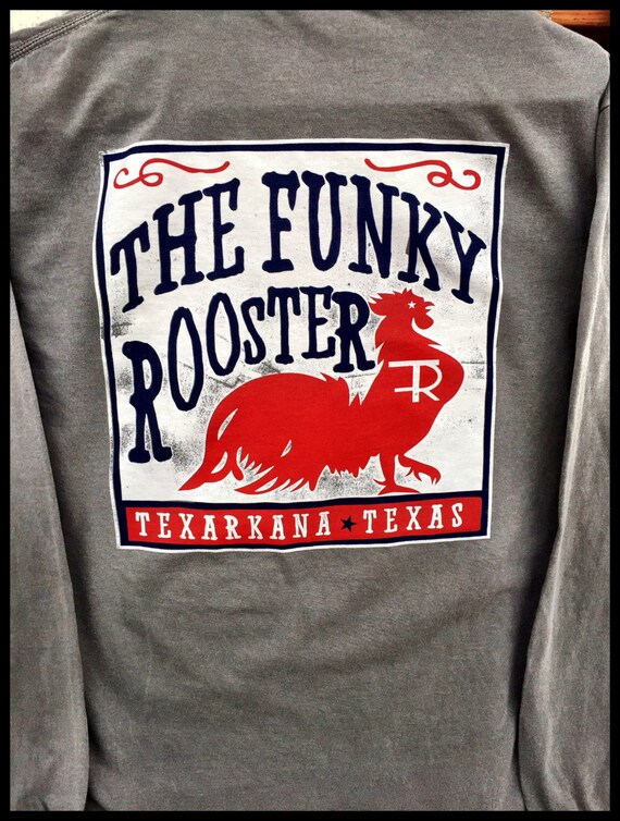 Funky Rooster Collection Box Label Comfort Colors Long Sleeve Pocket Tee -- Soft and Comfortable -- Perfect for leggings wear!