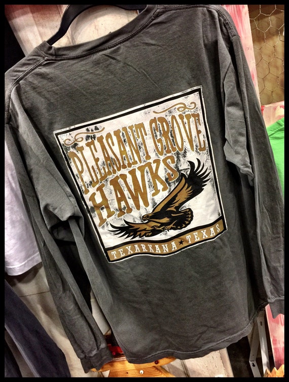 Rally Rally Rooster Apparel Pleasant Grove Hawk Comfort Colors Long Sleeve Tee -- Soft and Comfortable -- Perfect for leggings wear!