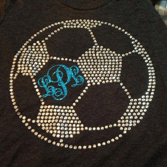 Soccer Bling/Rhinestud Monogrammed Shirts