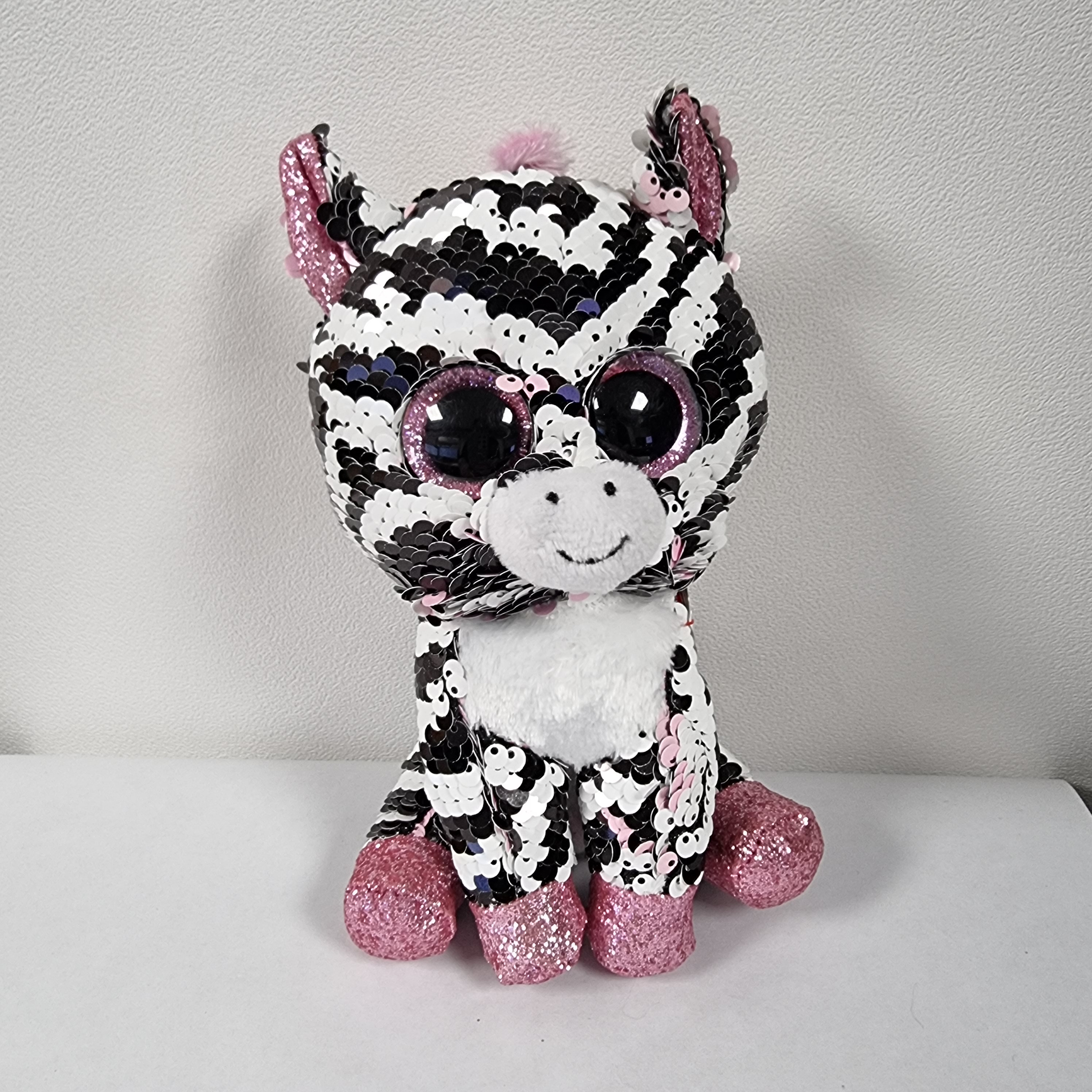 TY Beanie Boo - Zoey the Zebra Pink and Black 10 Tall Plush Stuffed Animal