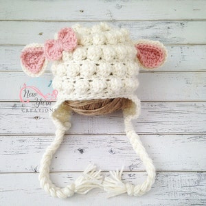 Crochet Baby Girl Lamb Hat, Animal Photo Prop, Baby Sheep Hat, Child Lamb Hat, Girl Baby Sheep Hat, Lamb Newborn Photo Shoot, MADE TO ORDER!