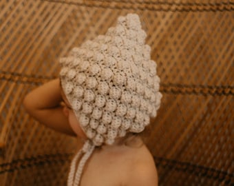 Crochet Baby Bonnet, Newborn Bonnet Hat, Infant Toddler Bonnet, Baby Outfit, Newborn Outfit, Baby Bonnet, Baby Photo Prop
