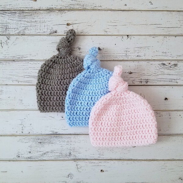 Newborn Hospital Hat, Knotted Hat, Baby Knot Hat, Crochet Baby Hat, Baby Beanie, Hats for Babies, Newborn Knotted Hat, Unisex Hat, MADEORDER