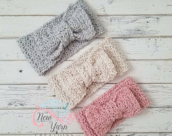 Bow Ear Warmer, Bow Headband, Crochet Bow Headwrap, Big Bow Ear Warmer, Bow Earwarmer, Child, Toddler, Baby, Ear Warmer, Earmuff, MADEORDER