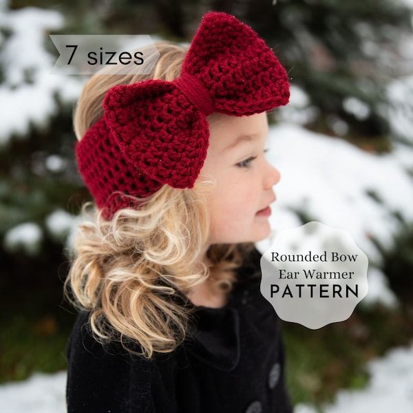 Crochet Ear Warmer PATTERN, Bow Ear Warmer, Baby, Toddler, Child Headband , Crocheted Bow Headwrap Pattern, PDF Download