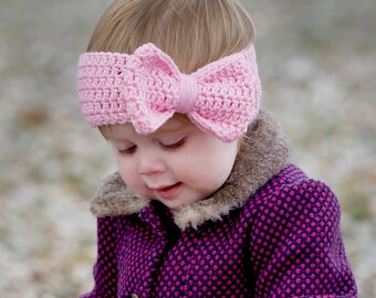 Crochet Bow Ear Warmer, Bow Headband, Crochet Bow Headwrap, Bow Headband, Bow Earwarmer, Child, Toddler, Baby, Ear Warmer, MADE TO ORDER