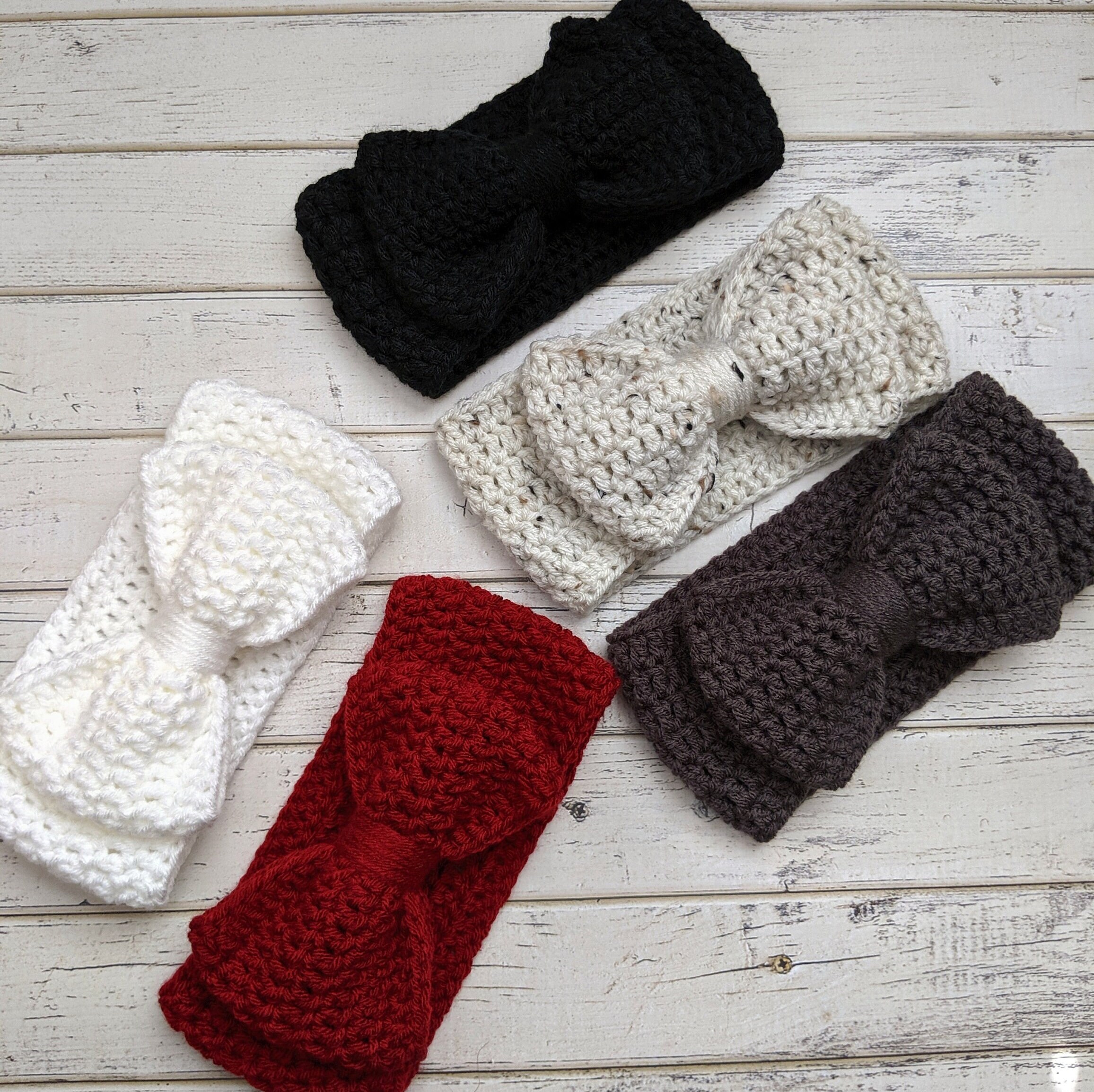 Bow Ear Warmer, Bow Headband, Crochet Bow Head Wrap, Bow