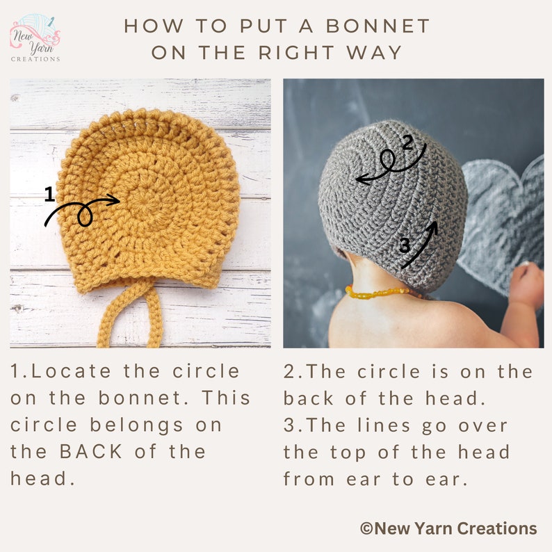 Newborn Knit Baby Bonnet, Crochet Knitted Bonnet, Neutral Bonnet, Bonnets Baby, Classic Bonnet, Newborn, Baby, Toddler Bonnet, MADE 2 ORDER image 3