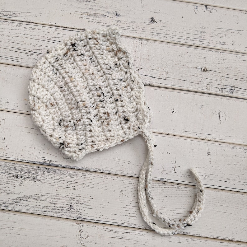 Newborn Knit Baby Bonnet, Crochet Knitted Bonnet, Neutral Bonnet, Bonnets Baby, Classic Bonnet, Newborn, Baby, Toddler Bonnet, MADE 2 ORDER image 7