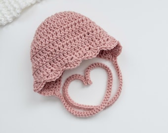 Crochet Baby Bonnet, Newborn Bonnet Hat, Baby Girl Bonnet, Infant Bonnet, Baby Photo Prop, Newborn Outfit, Baby Shower Gift, Made to Order
