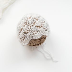 Newborn Baby Girl Bonnet, Crochet Mohair Bonnet Hat, Bonnet Photo Prop, Crochet Lace Bonnet, Knit Mohair, Newborn Photo Prop, Made to Order