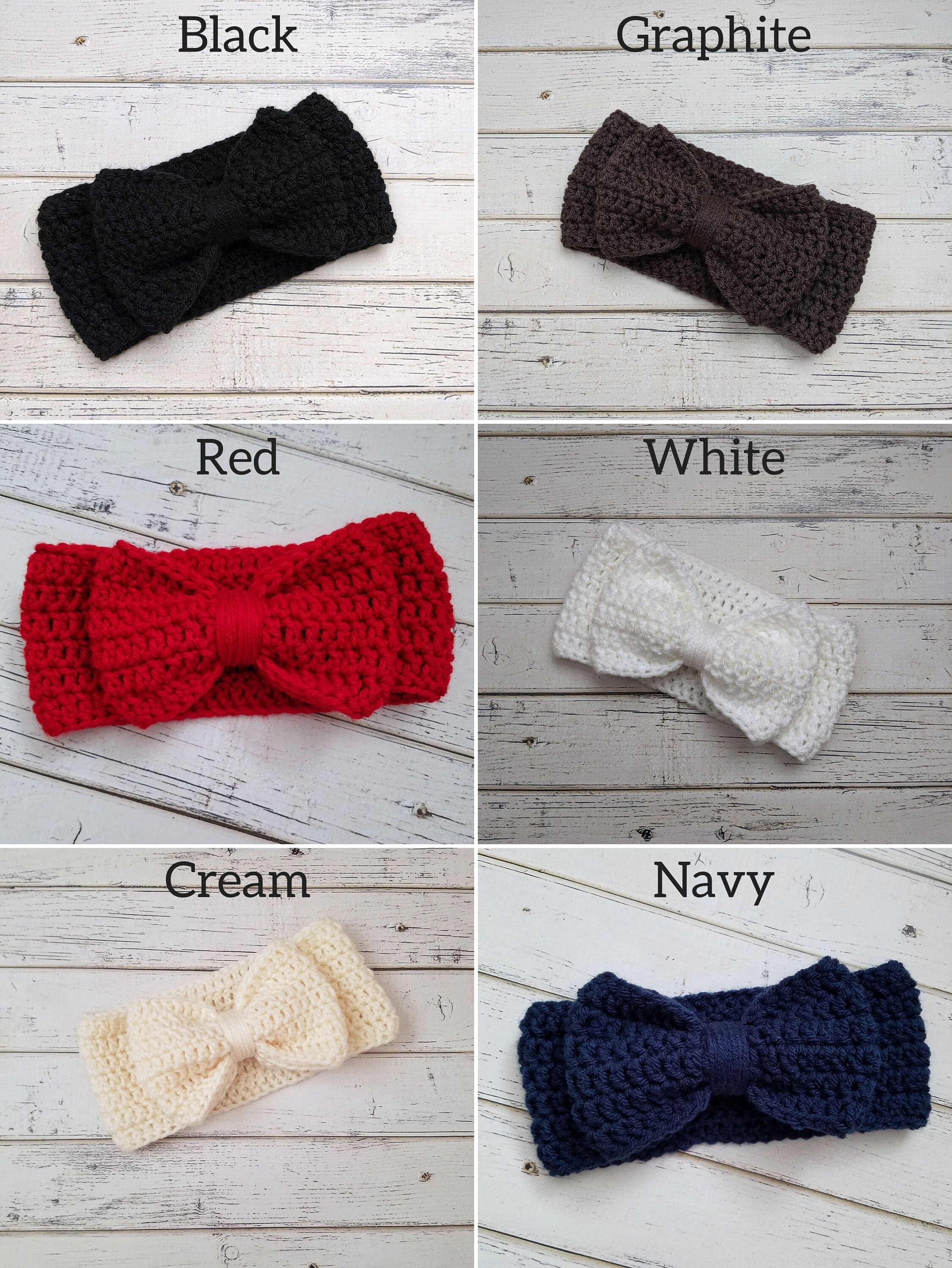 Bow Ear Warmer, Bow Headband, Crochet Bow Head Wrap, Bow
