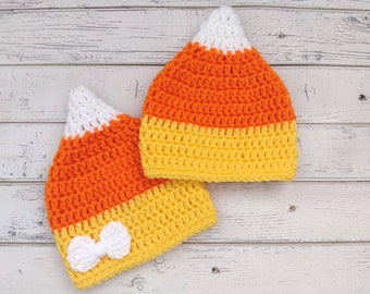 Newborn Candy Corn Hat, Baby Halloween Costume, Baby Candy Corn Hat, Crochet Knit Candy Corn Hat, Knit Halloween, Fall Photo Prop Costume
