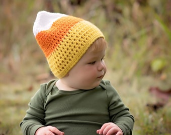 Baby Candy Corn Hat, Crochet Candy Corn Hat, Halloween Fall Photo Prop, Candy Corn Costume, Candy Corn Beanie, Halloween Costume, MADE2ORDER