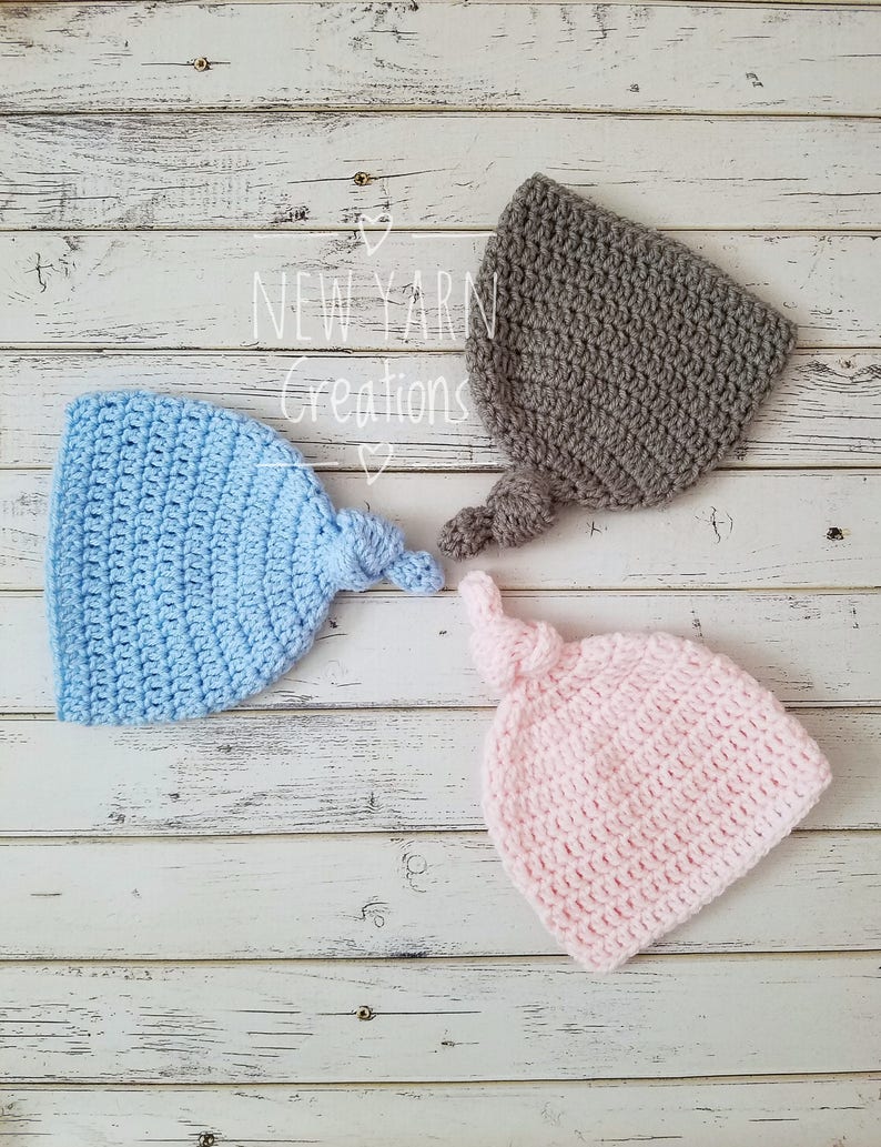 Newborn Hospital Hat Knotted Hat Baby Knot Hat Crochet Baby Etsy