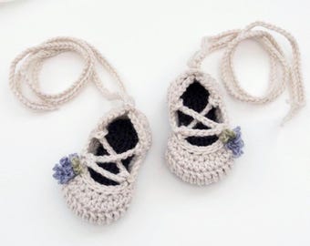 Crochet Newborn Ballet Slippers, Newborn Ballerina, Baby Girl Shoes, Ballerina Prop, Strappy Baby Ballet Flats, Baby Botties, MADE2ORDER