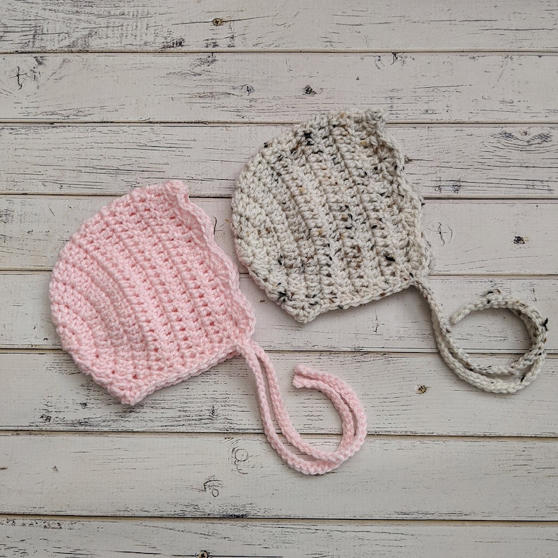 Newborn Knit Baby Bonnet, Crochet Knitted Bonnet, Neutral Bonnet, Bonnets Baby, Classic Bonnet, Newborn, Baby, Toddler Bonnet, MADE 2 ORDER image 2