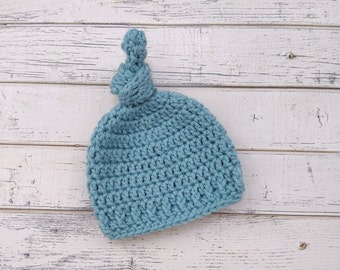 Crochet Top Knot Hat, Newborn Knotted Hat, Come Home Hat, Baby Knotted Hat, Top Knot Hat, Newborn Hospital Hat, Knotted Hat, READY to SHIP