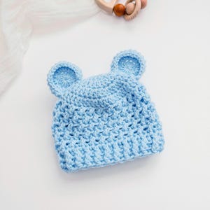 Baby Boy Bear Beanie, Bear Hat, Hat with Ears, Baby Animal Hat, Newborn Bear Hat, Animal Hats for Babies, Crochet Baby Boy Hat MADE2ORDER