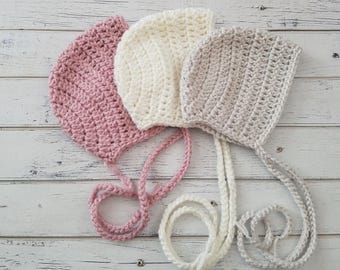 Crochet Baby Bonnet, Newborn Bonnet, Bonnets for Babies, Knitted Baby Bonnet, Baby Shower Gift, Bonnet Photo Prop, MADE2ORDER