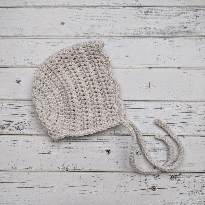 Newborn Knit Baby Bonnet, Crochet Knitted Bonnet, Neutral Bonnet, Bonnets Baby, Classic Bonnet, Newborn, Baby, Toddler Bonnet, MADE 2 ORDER image 6