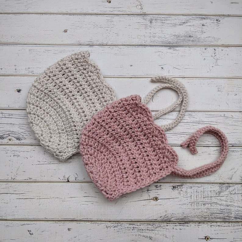 Newborn Knit Baby Bonnet, Crochet Knitted Bonnet, Neutral Bonnet, Bonnets Baby, Classic Bonnet, Newborn, Baby, Toddler Bonnet, MADE 2 ORDER image 1