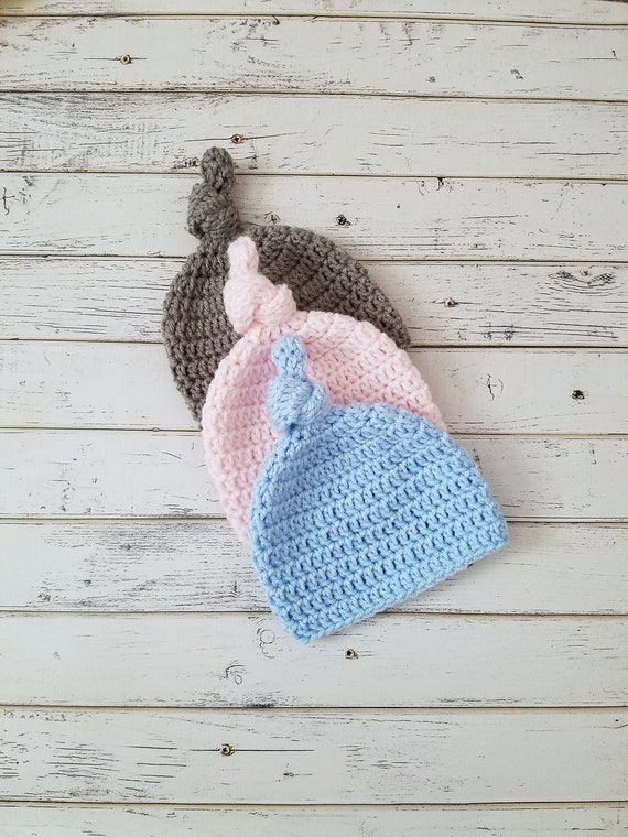 Baby Top Knot Hat Top Knot Hat Newborn Hospital Hat Knotted Etsy
