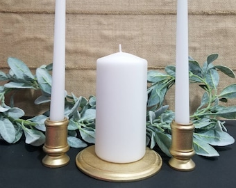 Unity Candle Set For Wedding Ceremony Gold Unity Set Wedding Candle Holders Set Wooden Gold Candle Holders Bridal Shower Gift for Bride.