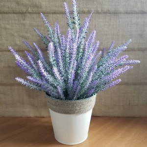 Lavender Floral Arrangement Centerpiece For Home Decor Spring Summer Artificial Lavender Bouquet in Metal Tin Spring Home Decor Gift for Her