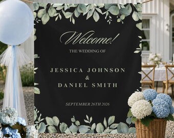 Rustic Wedding Tapestry Backdrop Personalized Barn Wedding Decor Custom Name and Date Farmhouse Ceremony Wall Hanging