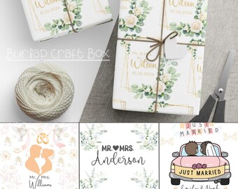 Inpakpapier bruiloft Custom Dhr. & Mevr. namen met datum Cadeaupapier Gepersonaliseerde huwelijksdag Cadeaupapier Jubileumcadeau Inpakpapier