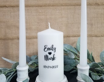 Modern Unity Candle Set Custom Candle For Wedding Ceremony Personalized Unity Candle Holders For Wedding Decor Gift for Bride Bridal Shower