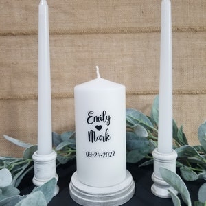 Personalized Unity Candle Set For Wedding Ceremony Candles Custom Unity Candles and Holders Wedding Personalized Candles Bridal Shower Gift.