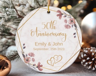 Cadeau 50e huwelijksverjaardag Gepersonaliseerd ornament huwelijksverjaardag Cadeau 40 jubileum voor ouders Aangepast kerstcadeau Kerstornament.