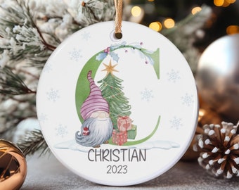 Personalized Letter Name Ornament Monogram Christmas Ornament 2023 Custom Initial Keepsake Family Holiday Ornament Christmas Gift Ideas.