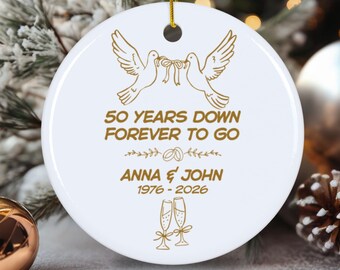 Anniversary Ornament Gift for Parents Personalized 50th Wedding Anniversary Present Milestone Keepsake Custom Photo Ornament