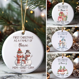 Family of Three Christmas Ornament Family of 3 Ornament Personalized Baby&#39;s First Christmas Ornament Christmas Gift Ideas Family Keepsake.