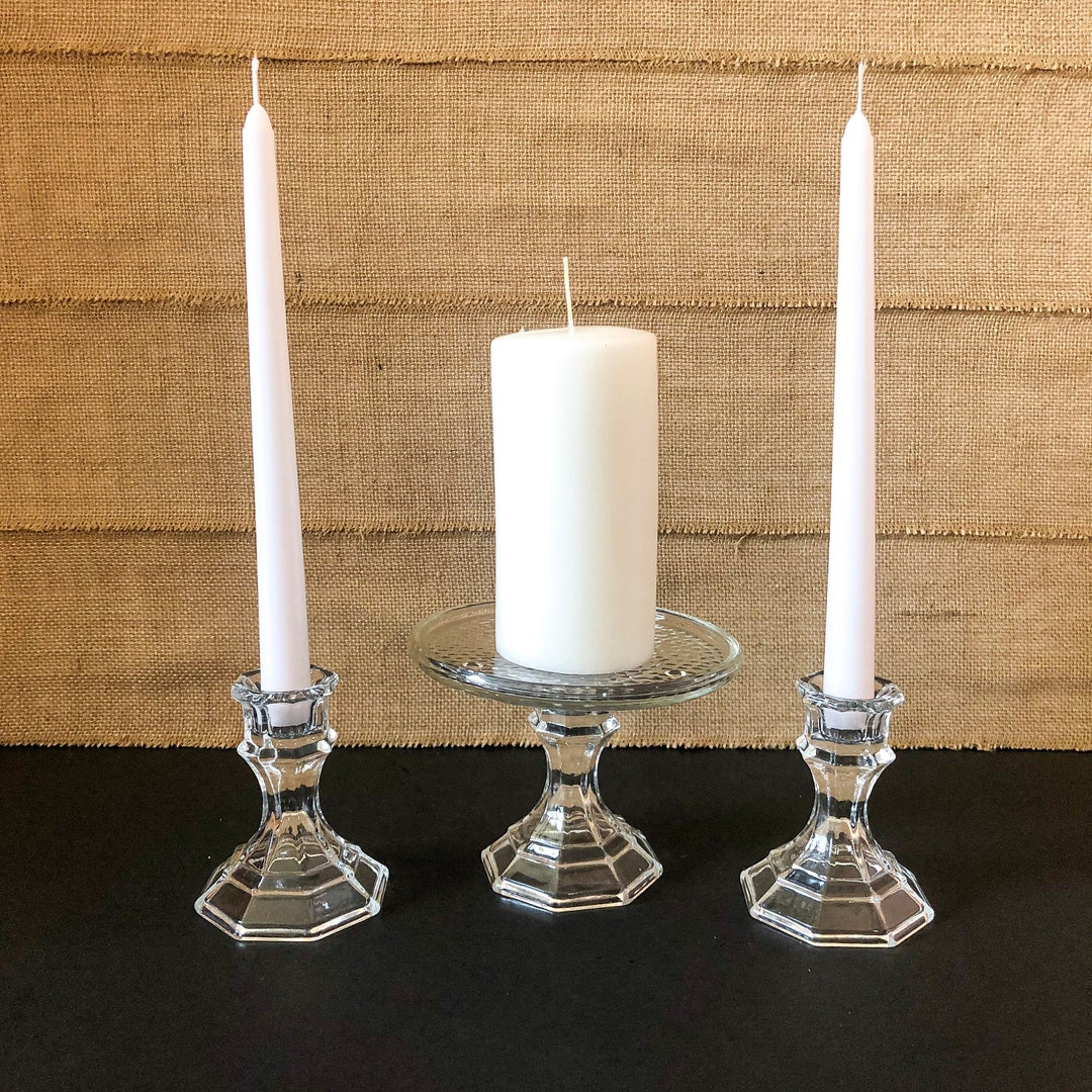 Glass Unity Candle Holder Set 3 Piece Wedding Unity Candle Etsy
