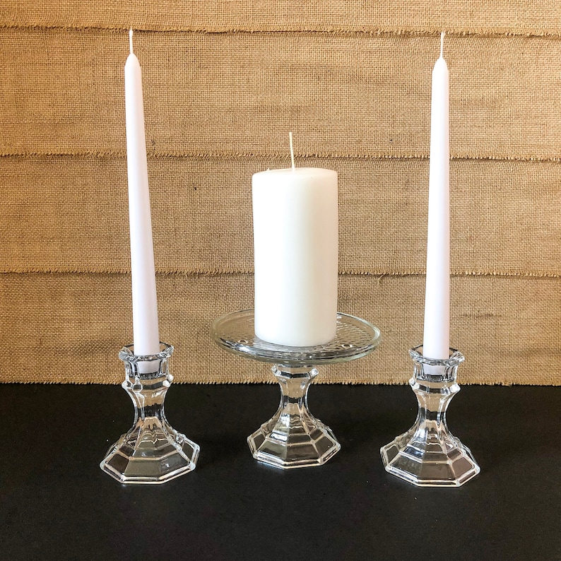 Glass Unity Candle Holder Set 3 Piece Wedding Unity Candle Etsy