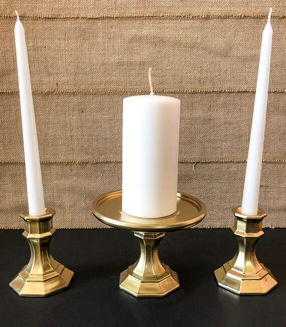 Glass Unity Candle holder Set 3 piece Wedding Candle Holder Etsy