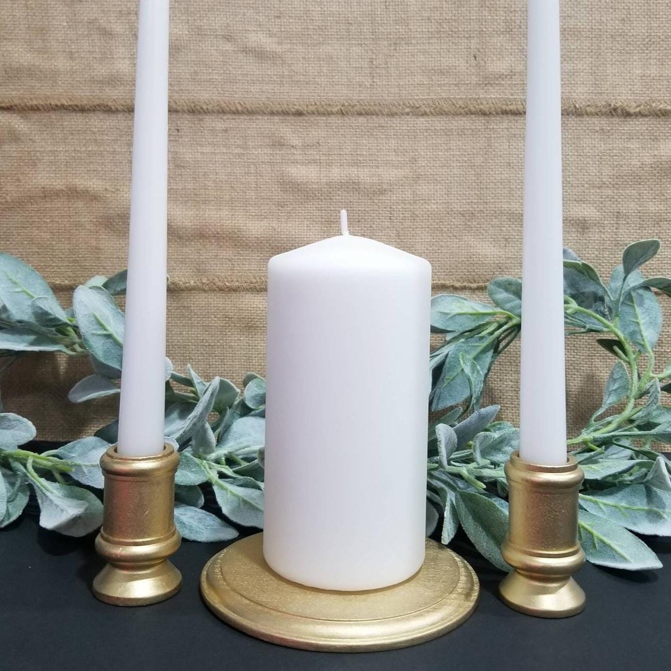 Unity Candle Set For Wedding Ceremony Gold Unity Set Wedding Candle Holders Set Wooden Gold Candle Holders Bridal Shower Gift for Bride
