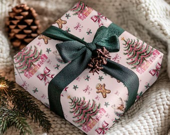 Roze kerstcadeaupapier voor kerstcadeaus Cadeaupapier voor kerstcadeaus inpakpapier voor kerstcadeaus