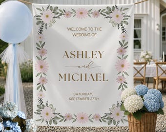 Personalized Boho Wedding Backdrop Romantic Bow Tapestry Custom Names Wedding Decor Whimsical Ceremony Wall Hanging