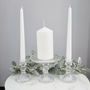 Glass Unity Candle Holder Set Wedding Unity Candle Set Pillar Candle Holder For Wedding Unity Ceremony Candle Set for Church Wedding Gift