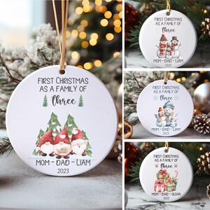 Family of Three Christmas Ornament Family of 3 Ornament Personalized Baby&#39;s First Christmas Ornament Christmas Gift Ideas Family Keepsake.
