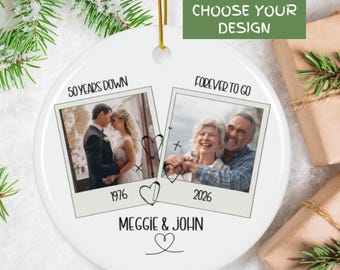 Anniversary Ornament Gift for Parents Personalized 50th Wedding Anniversary Present Milestone Keepsake Custom Photo Ornament